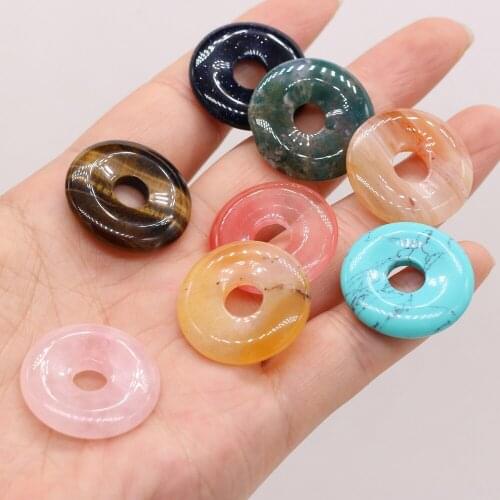 Natural Semi-precious Stones Round Big Hole Beads Amethyst Tigers Eye Various Stones for DIY Necklace Bracelet Making Jewelry