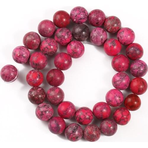 Natural Stone Fuchsia American Turquoises Jaspers Minerals Beads For Jewelry Making DIY Bracelet Accessories 15'' 4 6 8 10mm