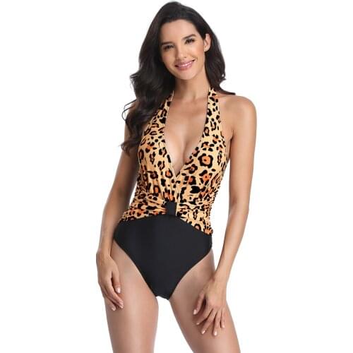 2021 New Printed Sexy Conservative One-Piece Swimsuit Women Slim Bikini
