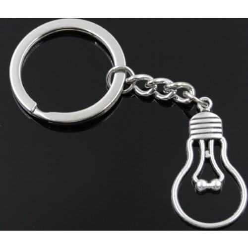 New Fashion Men 30mm Keychain DIY Metal Holder Chain Vintage Light Bulb 35x19mm Silver Color Pendant Gift