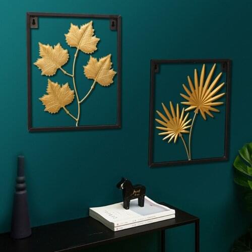 New Chinese Wrought Iron Leaf Wall Decoration Modern Elegant Creative Light Luxury Metal Home TV Background Wall Decor Pendants