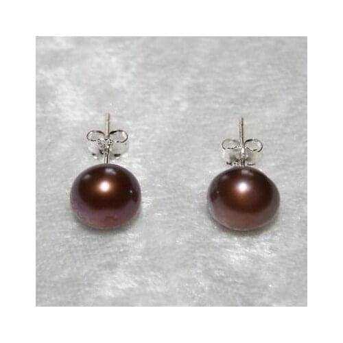 New Favorite Pearl Earring Coffee Brown 8mm Freshwater Pearl S925 Sterling Silver Stud Earrings Fine Jewelry Nice Women Gift
