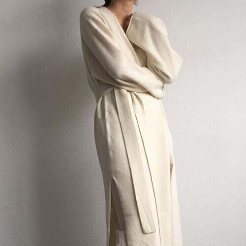 Alien Kitty New Winter Coats Long Open Stitch Fashion Loose Women Coat With Sashes Cotton Keep Warm Solid Soft Female Coats