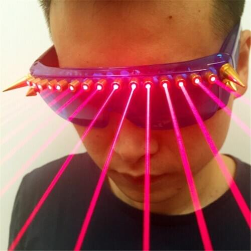 RE04 Red laser light glasses dj wears red beams rechargeable robot men perform wears props party luminous outfits disco rave bar