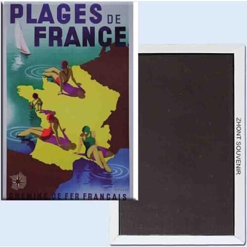 Plages de France24012 Retro nostalgia fridge magnets