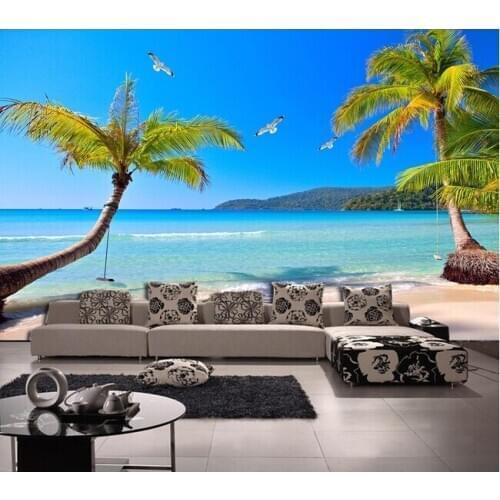Custom landscape wallpaper, sea coconut murals for the living room bedroom TV background wall waterproof papel de parede 3d