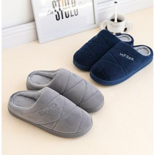 Casual Men Slippers Winter And Autumn Male Short Plush Slipper Home Bedroom Indoor Shoes For Men Male Floor Striped Slippers