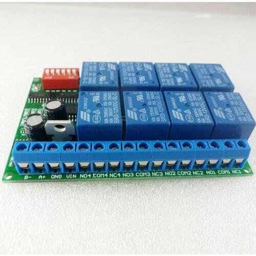 8 Channel DC 12V RS485 Relay Module Modbus RTU 485 Remote Control Switch for PLC PTZ Camera Security Monitoring