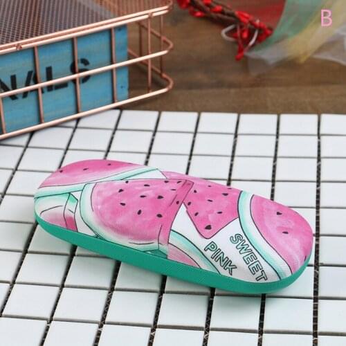 Cartoon Fruit Pattern Cute Eyewear Case Glass Protector Girls PU Leather Glass Case Eyewear Glass Box 16.5x6.2x3.9cm 1PC