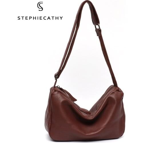 SC Casual Real Leather Crossbody Bag For Women Designer Solid Color Handbag Female Daily Genuine Leather Shoulder Messenger Bags