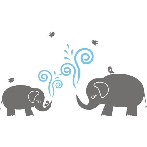 Two Elephant Removable Wall Art Stickers Kids Nursery Baby Room Vinyl Decals DIY Removable Wallpaper Hot Selling Mural SA392