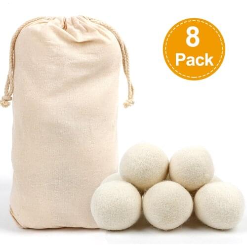 8pcs 7cm Wool Dryer Ball Reusable Natural Organic Laundry Fabric Softener Ball Premium Washing Machine Drying Clean Ball