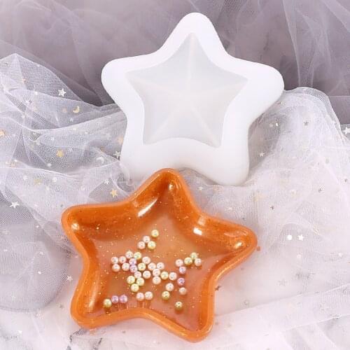 DIY Resin Silicone Mold Plate Starfish Conch Shell-shaped Mold Square Tray Jewelry Handmade Decoration Storage Silicone Mold