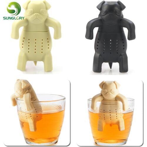 Pug In A Mug Silicone Tea Infuser Dog Tea Filter Diffuser Portable Reusable Tea Strainer Spice Loose Tea Leaf Herbal Tool Teapot