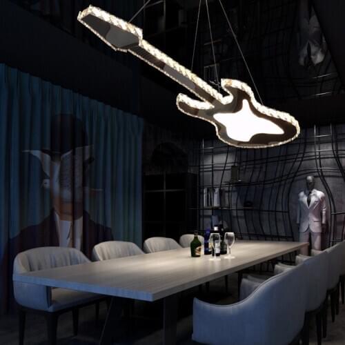 Creative Crystal Guitar LED Chandelier Bedroom study indoor lamps Commercial Pendant Lights
