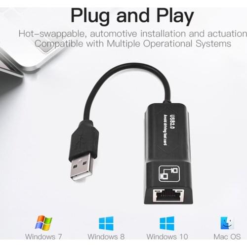 USB 2.0 to RJ45 Converter External Adapter Male to Female High Speed 100Mbps LAN Ethernet Network Extender Repeater Cable for PC