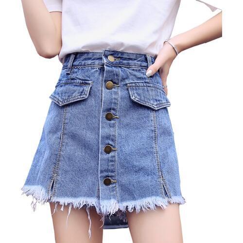 Skirt Shorts Women Denim Short 2019 Fashion Summer Wear Skirts High Waist Short Jeans Female Button S-XXL Trousers Jean