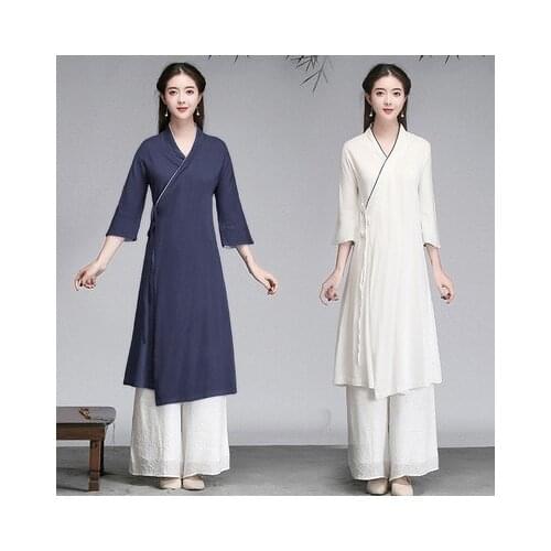 Women Tai Chi Yoga Kungfu Meditation Set Cotton Linen Chinese Traditional Loose Sweatshirt+pant Jogger Workout Casual outfit Set