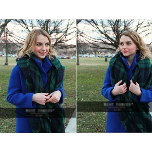 Sinplicity women blanket scarf green Tartan Shawl Christmas Gift Scarf