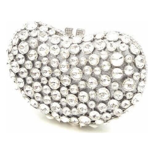 Crystal Box Hollow Out Women Silver Crystal Evening Mini Clutch Bag Ladies Wedding Party Handbags and Purses Bridal Minaudiere