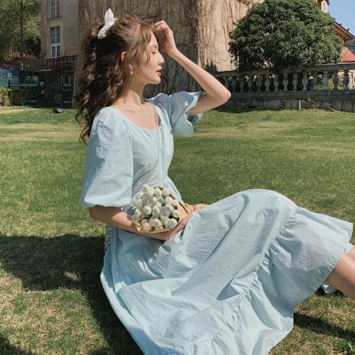 Bella Philosophy Wonder Puff Sleeve Long Maxi Dress Vintage Backless Female Loose Ruffles Dress Casual Street Lady Boho Vestidos