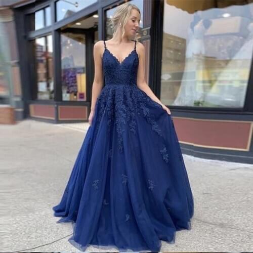 ANGELSBRIDEP Spaghetti Straps A-Line Evening Party Dresses Vestidos De Festa Fashion Applique Formal Cinderella Prom Dresses Hot