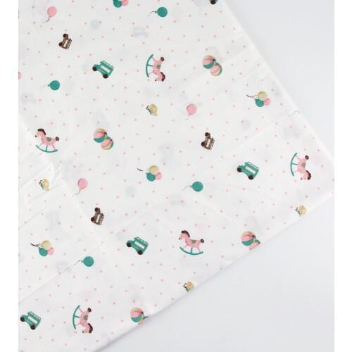 0.5 meter width 156cm Rocking Horse Print 100% Cotton Fabric for Baby girls Home Textile Patchwork Quilted Fabrics