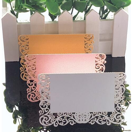 10Colors 50pcs Lace Name Place Cards Wedding Decoration Table Name Message Greeting Card Baby Shower Event Party Decor Supplies