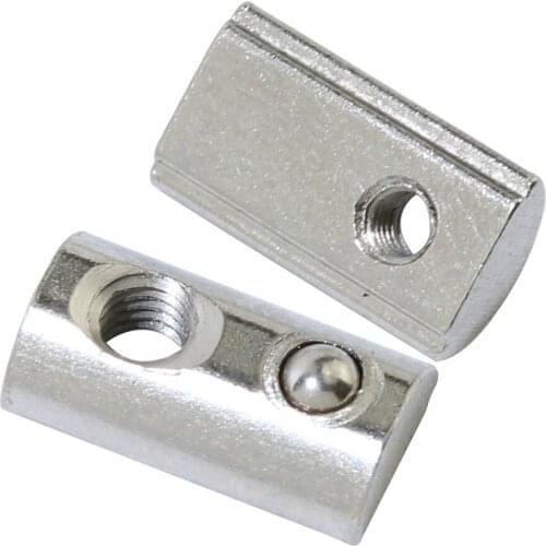 100/50pcs T Nut 20 Series M3 M4 M5 M6 Spring Nut for Aluminum Extrusion Profile 2020, Half Round Elasticity 20 Spring Ball Nut