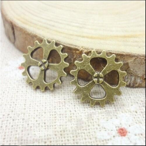 High Quality 20 Pieces/Lot Diameter 14mm Antique Bronze Plated Steampunk Gear Charms For Jewelry Handmade