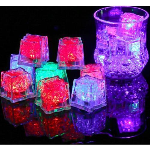 3Pcs Liquid Sensitive LED Light Fake Ice Cubes Luminous Night Lamp Party Bar Wedding Cup Decoration Bar Supplies For Kitchen