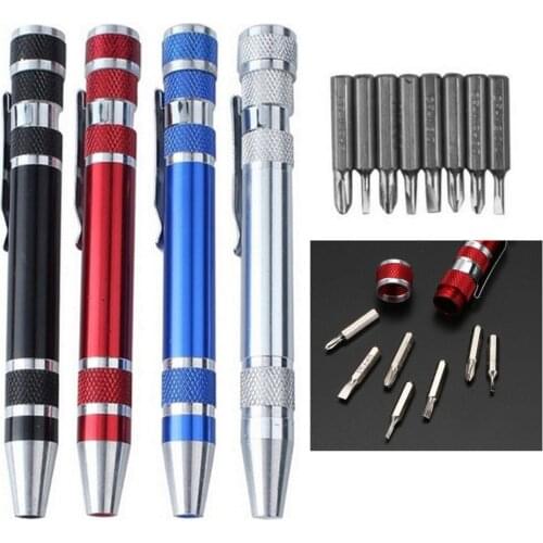 8 in 1 Handle Phone Repair Hand Tools Kit Precision Pen Aluminum Screwdriver Repair Tools Kit for Phone Hand Tool