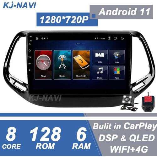 Car Radio Multimedia Player Navigation GPS Video Stereo For Jeep Compass 2017 2018 2019 Android 11 Octa-Core DSP BT IPS Carplay