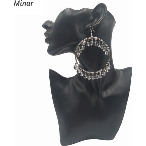 Bohemia Exaggerated Big Circle Drop Dangle Earrings Clear Acrylic Beads Pendant Fringe Tassel Earrings Punk Jewelry For African