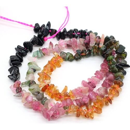 Beads Natural Rainbow Tourmaline Freeform Chip Stone Beads For Christmas Gift DIY Necklace Bracelet Jewelry Making Length 40 cm