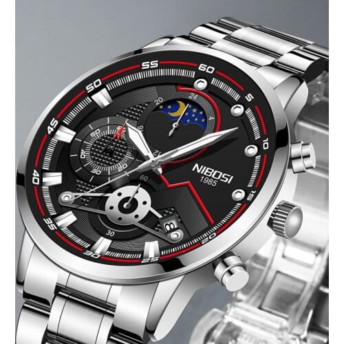 NIBOSI 2021 New Top Brand Men Watches Mens Full Steel Waterproof Casual Quartz Date Clock Male Wrist Watch Relogio Masculino