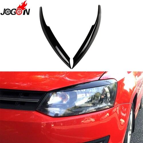 Black For VW Volkswagen Polo Mk5 6R 6C 2011 - 2017 Car Headlight Head Lamp Light Eyelid Eyebrow Stickers Cover Trim Accessories