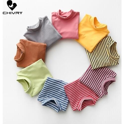 Kids T-Shirts New 2021 Spring Autumn Boys Girls Kids Fashion Striped T Shirt Tops Children Long Sleeve Warm Casual T-shirts