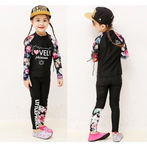 Children Two Pieces Swimsuit Kids Baby Girls Swimwear Boys Long Sleeve Surfing Wear Bathing Suit Baby Sandy Rash Guard 2-10Y