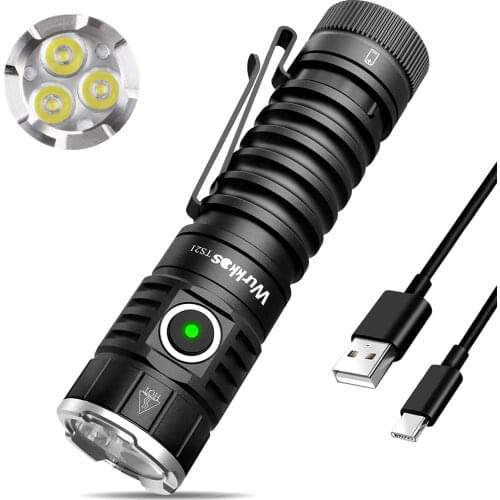 Wurkkos TS21 Rechargeable Flashlight 3500LM EDC Torch with 3* SST20 Emitter Anduril UI Magnet Tail Stainless Steel Bezel Hiking
