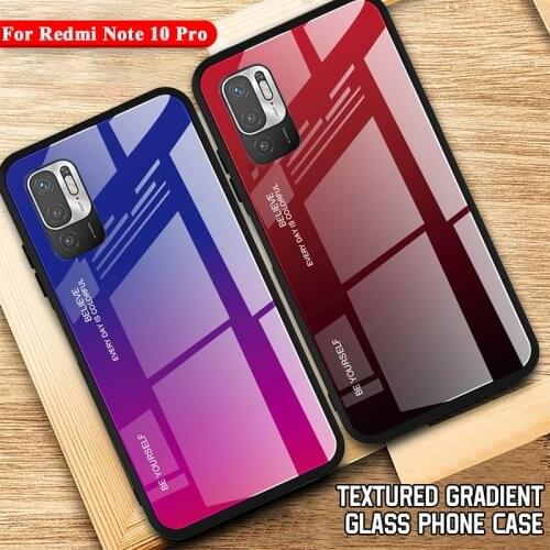 Gradient Glass Phone Case For Xiaomi Redmi Note 10 10Pro Max Soft Silicone Edge Coque for Redmi Note10 Pro Colorful Cover Shell