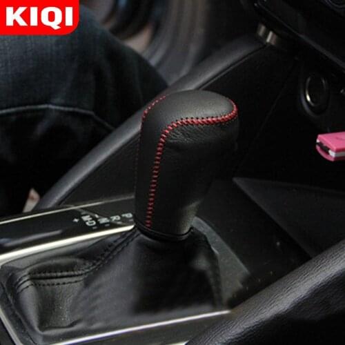 KIQI AT Car Interior Leather Gear Shift Knob Cover Collars for Mazda 3 Axela Atenza CX-5 CX-4 CX-3 CX3 CX5 Car-covers