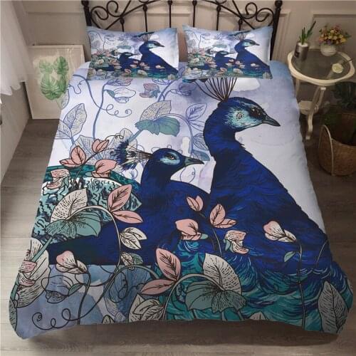 A Bedding Set 3D Printed Duvet Cover Bed Set Peacock Home Textiles for Adults Bedclothes with Pillowcase #KQ01