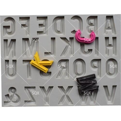 Bevelled Font Letters Silicone Cake Molds for Fondant Cake Decoraion Cupcake Tools Baking Tools Fondant Molds SQ1739
