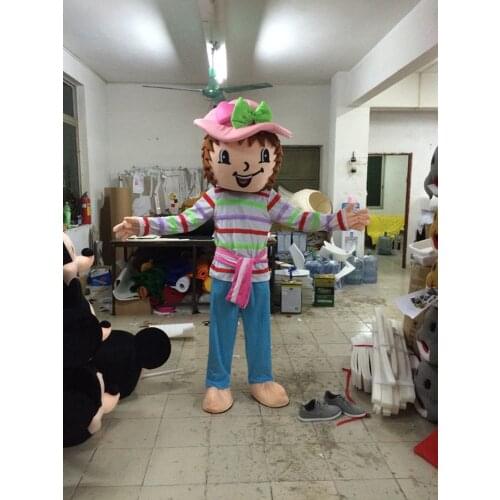 Strawberry Girl Mascot Costumes Cartoon Character Adult Mascot Walking Actor Strawberry Shortcake Costumes Free Shipping