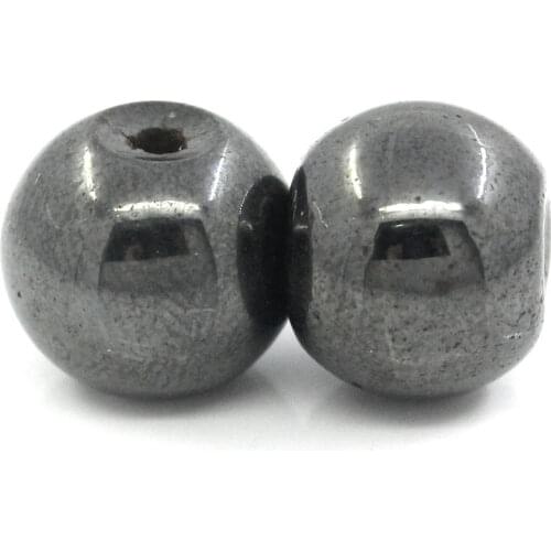 8SEASONS 30 PCs Round Magnetic Created Hematite Spacers Beads 8mm dia. (B00134)