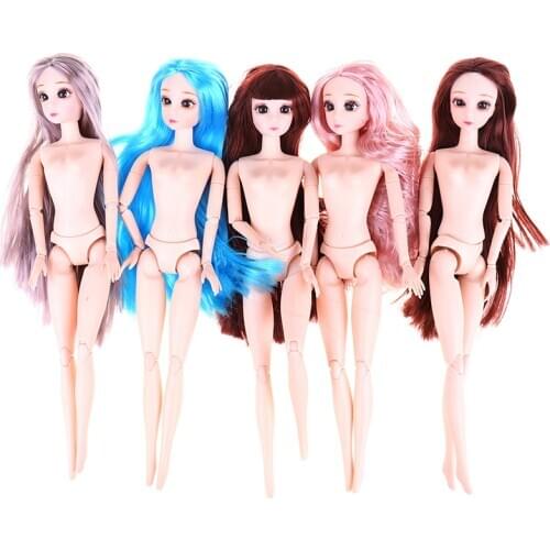 30CM Doll Beautiful Princess Dolls With Long Hair Multiple Colour 20 Joints Moveable Nude Body DIY Hair Doll For Girl