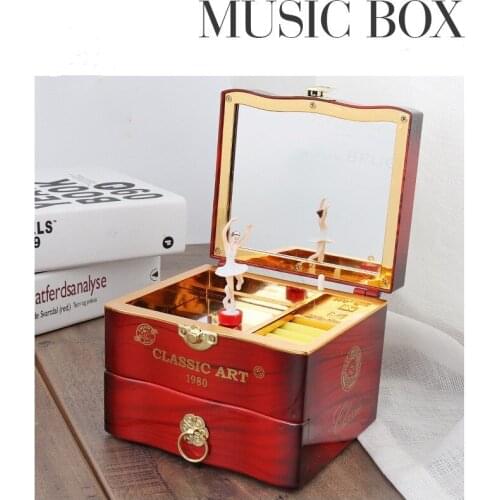 Multi-Functional Elegant Retro Music Box Best Gift For Birthday Wedding Valentine' Day for Women Jewelry Box With Mirror 2021