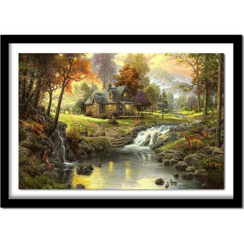 My diamond pianting 5D Full Square Diamond Painting Diamond picture of rhinestone Diamond Embroidery House By The Water
