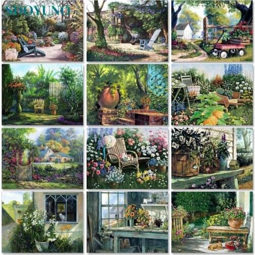 SDOYUNO Oil Paint By Numbers Kits Scenery DIY Painting By Numbers On Canvas Frameless 60x75cm Home Decor Landscape Wall Art